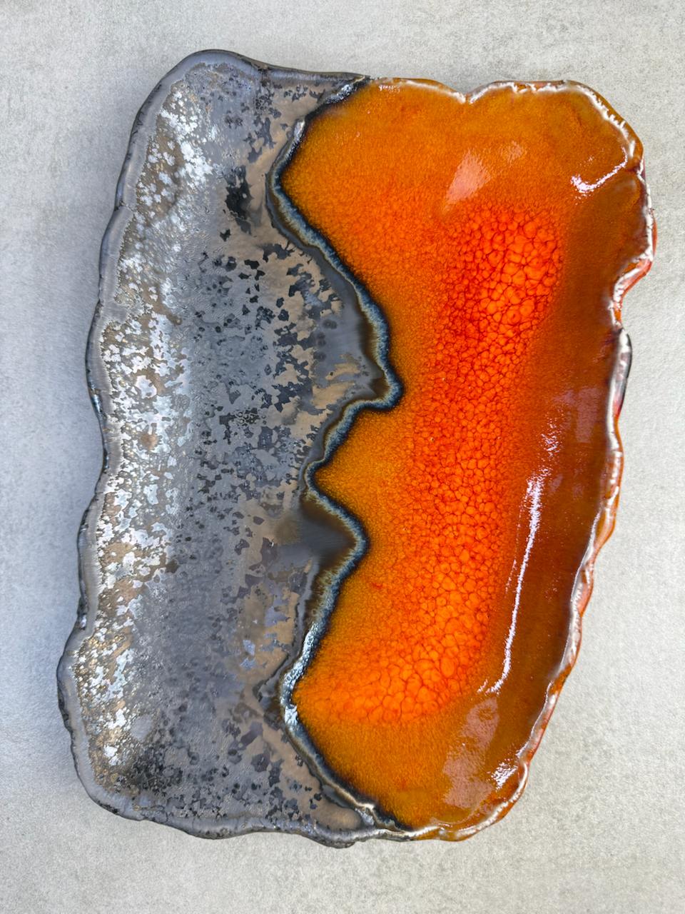 Прямоугольное блюдо в огненном цвете 33/23 см