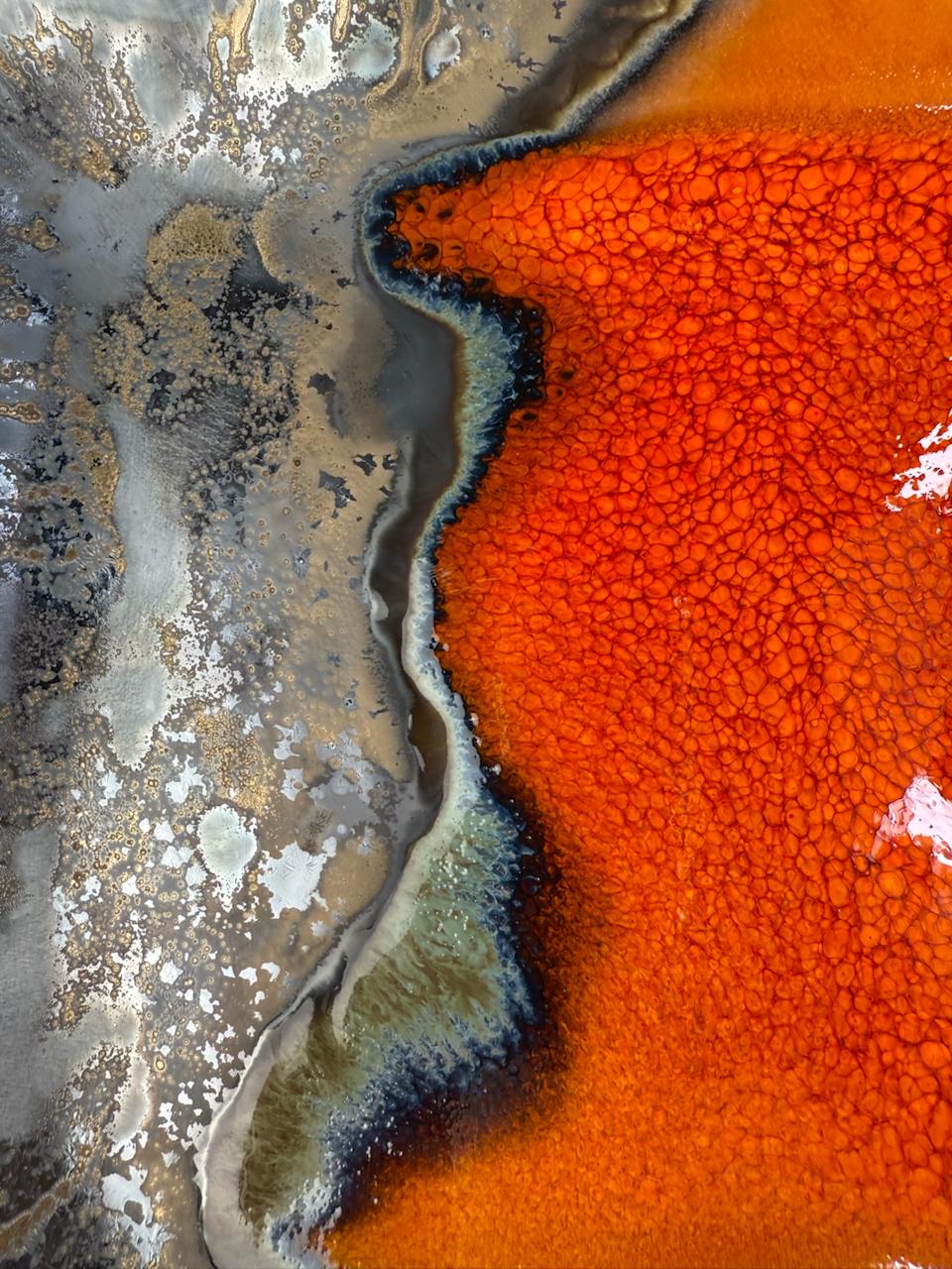 Квадратное блюдо в огненном цвете, 33/33 см