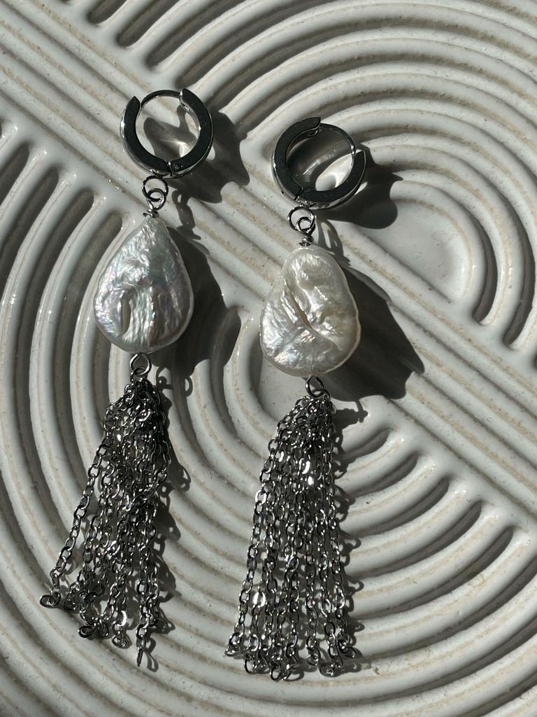 Серьги Жемчуг и цепи