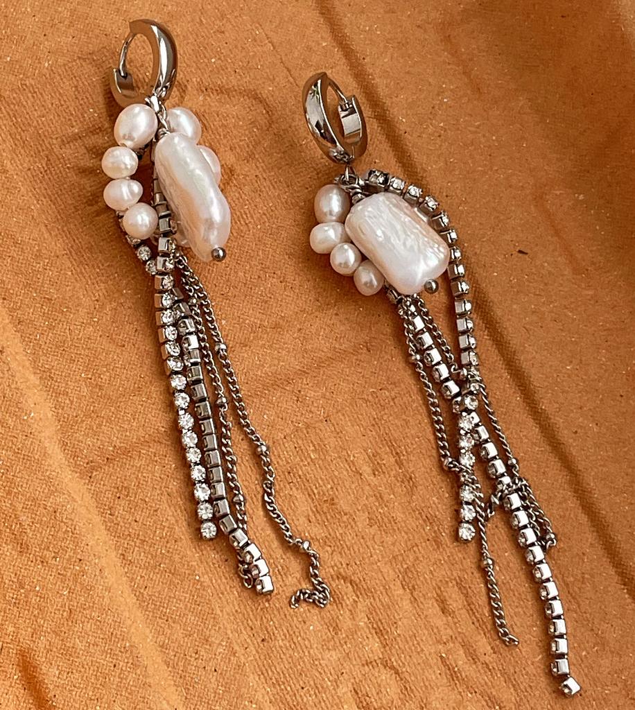 Серьги Жемчужины сталь