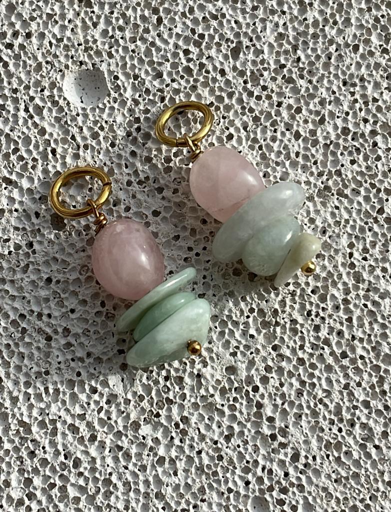 Подвески из розового кварца и амазонита
