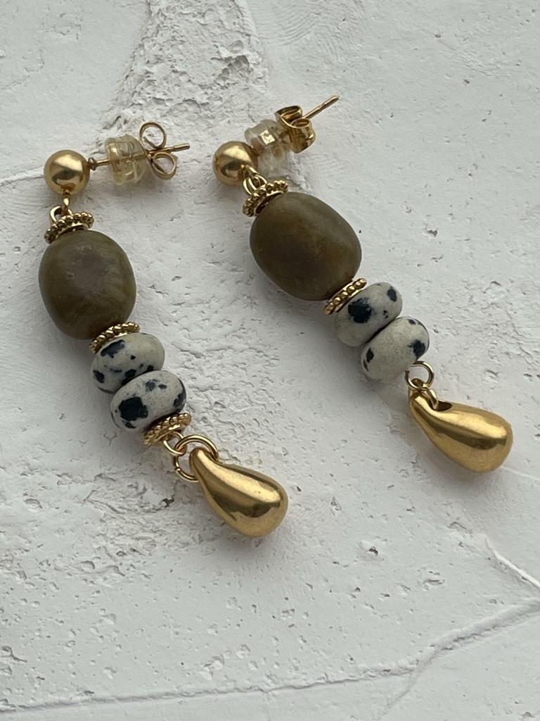 Серьги из яшмы и нефрита Джипси