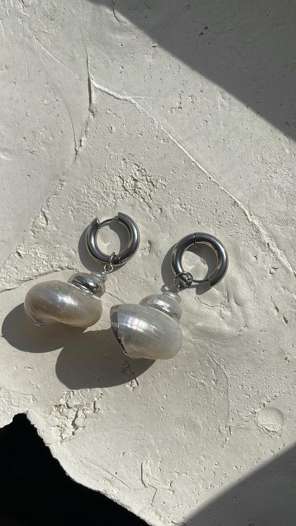 Серьги базовые с ракушками Ариэль сталь