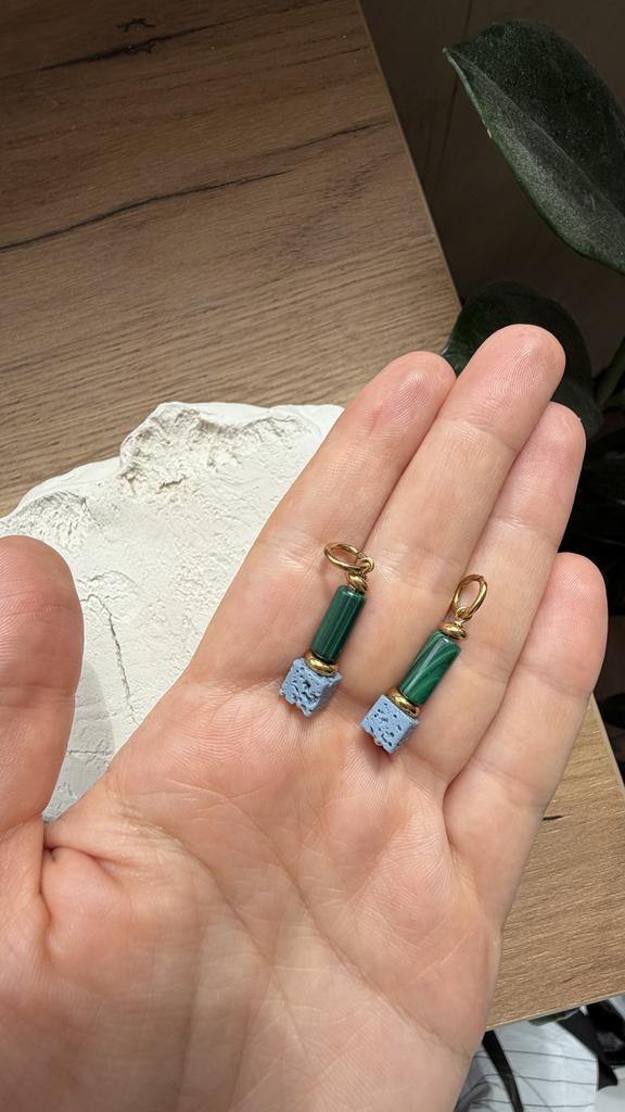 Подвески из лавы и малахита
