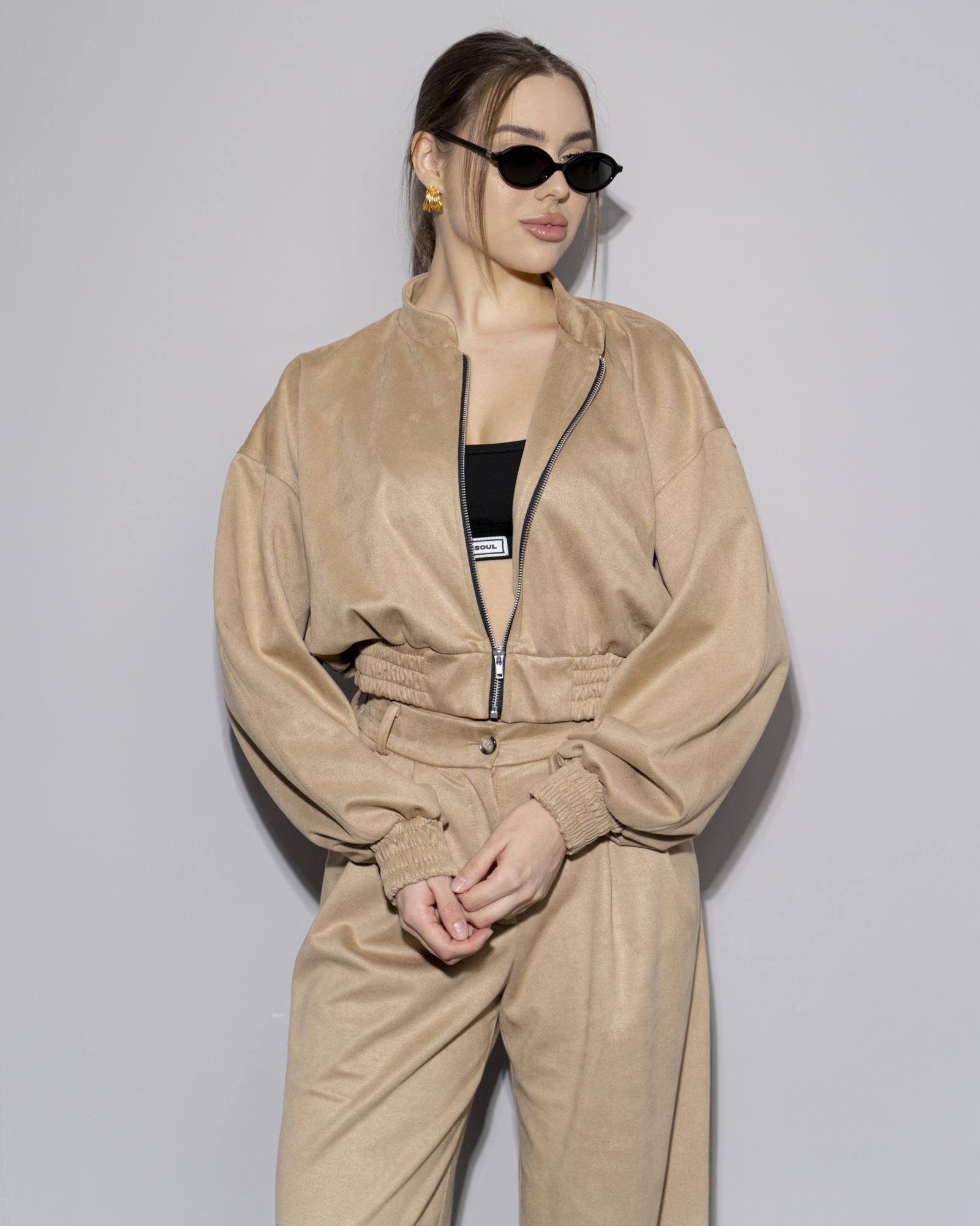 Бомбер замша camel