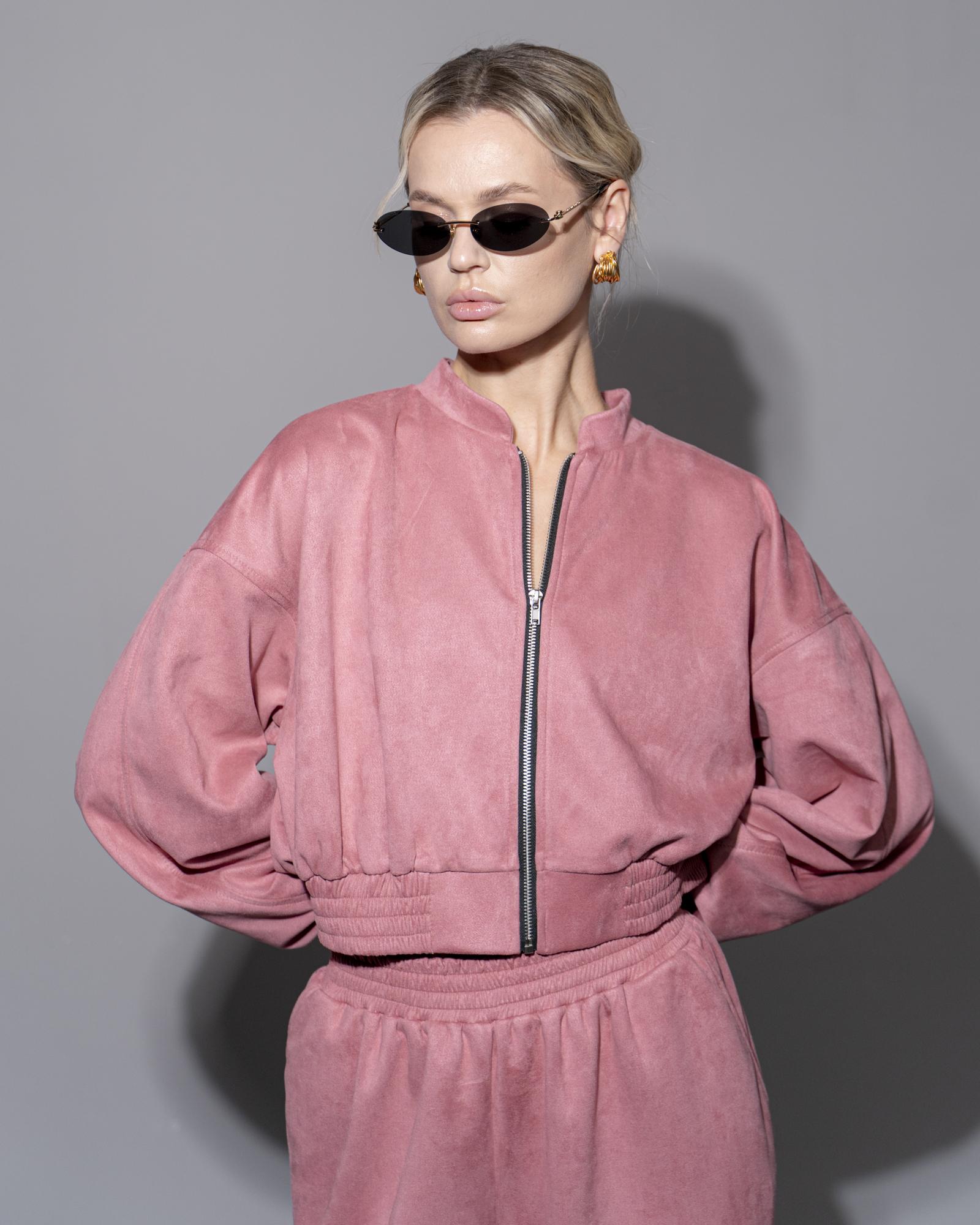 Бомбер замша pink