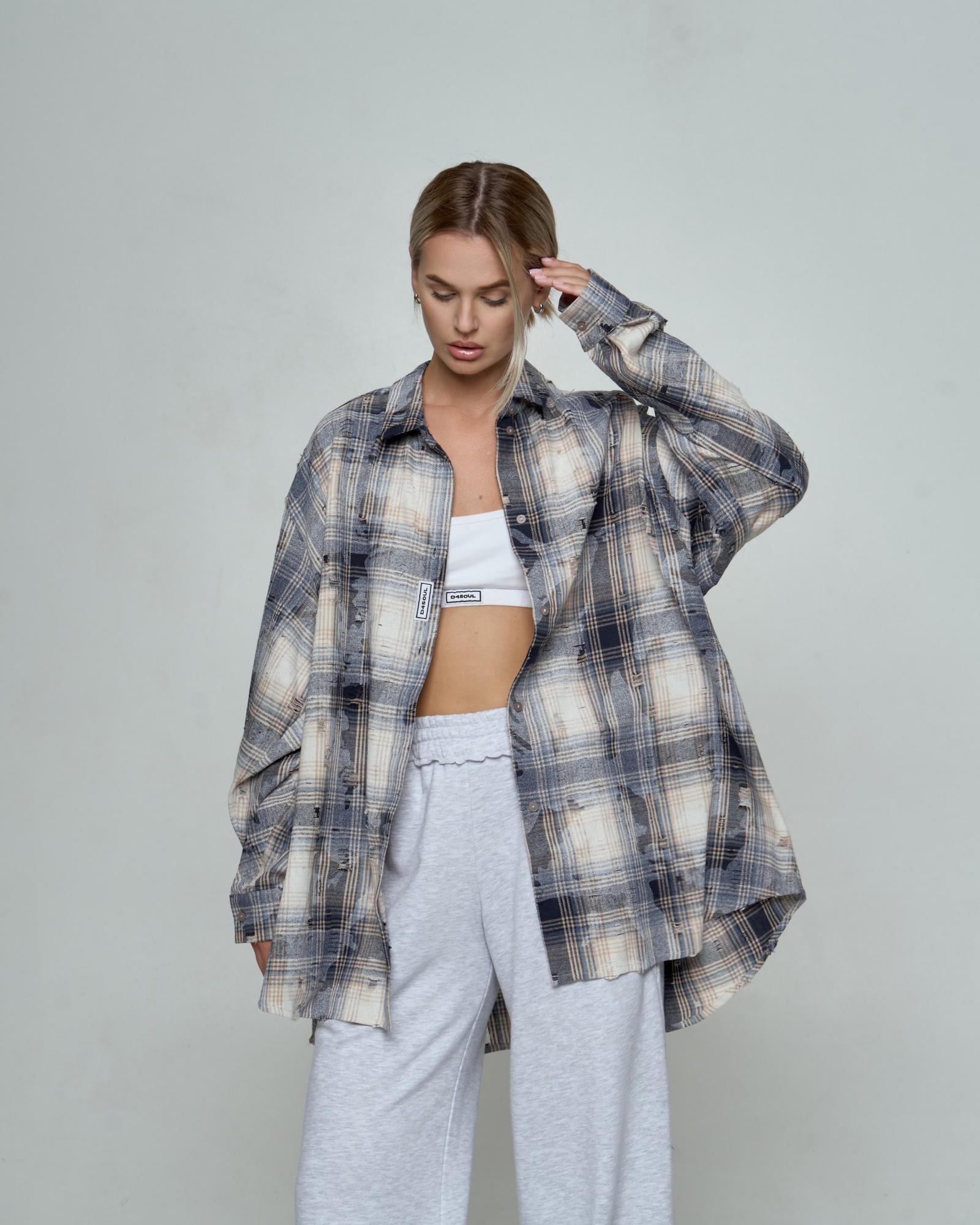 Рубашка клетка Blue grunge