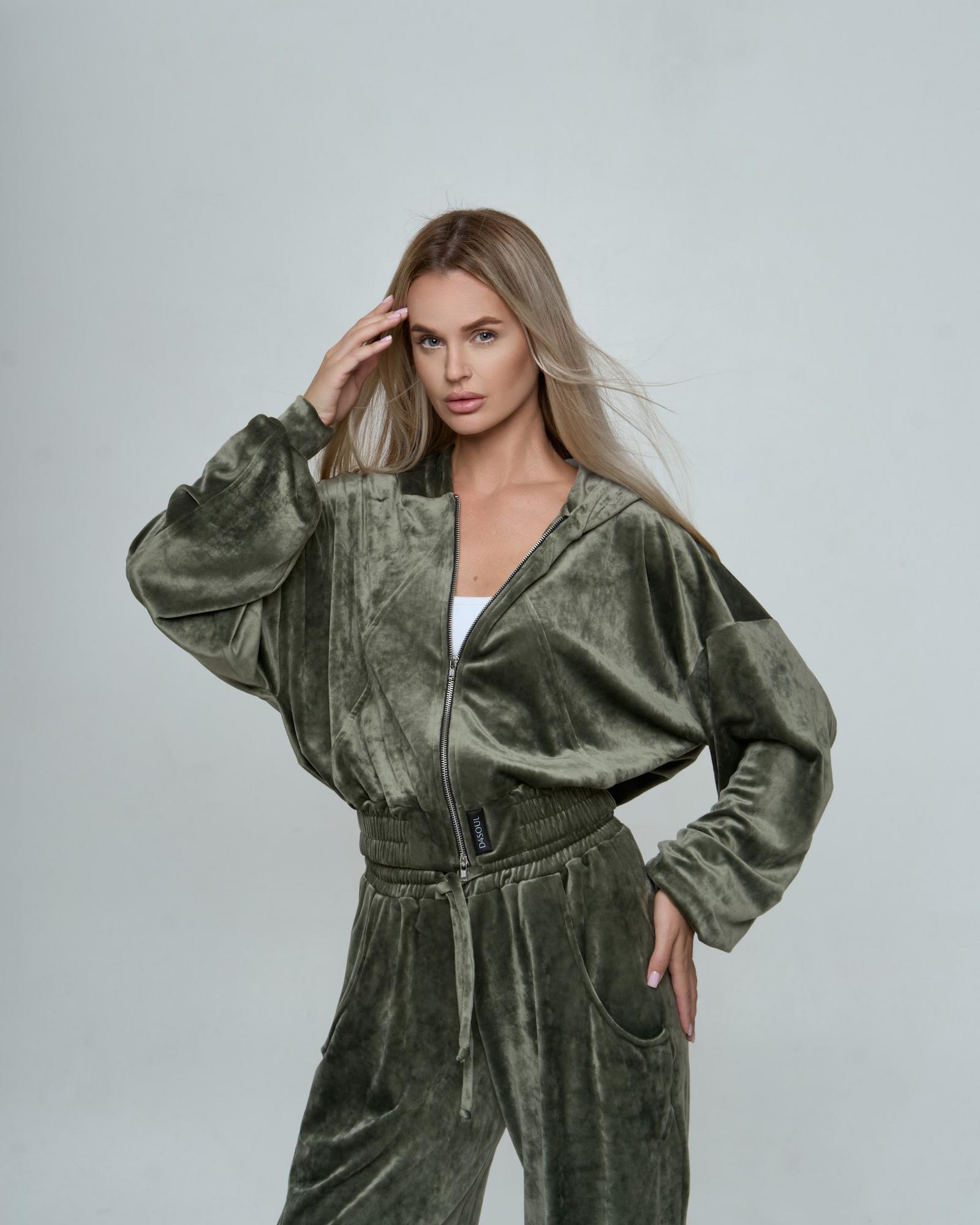 Худи велюр Khaki