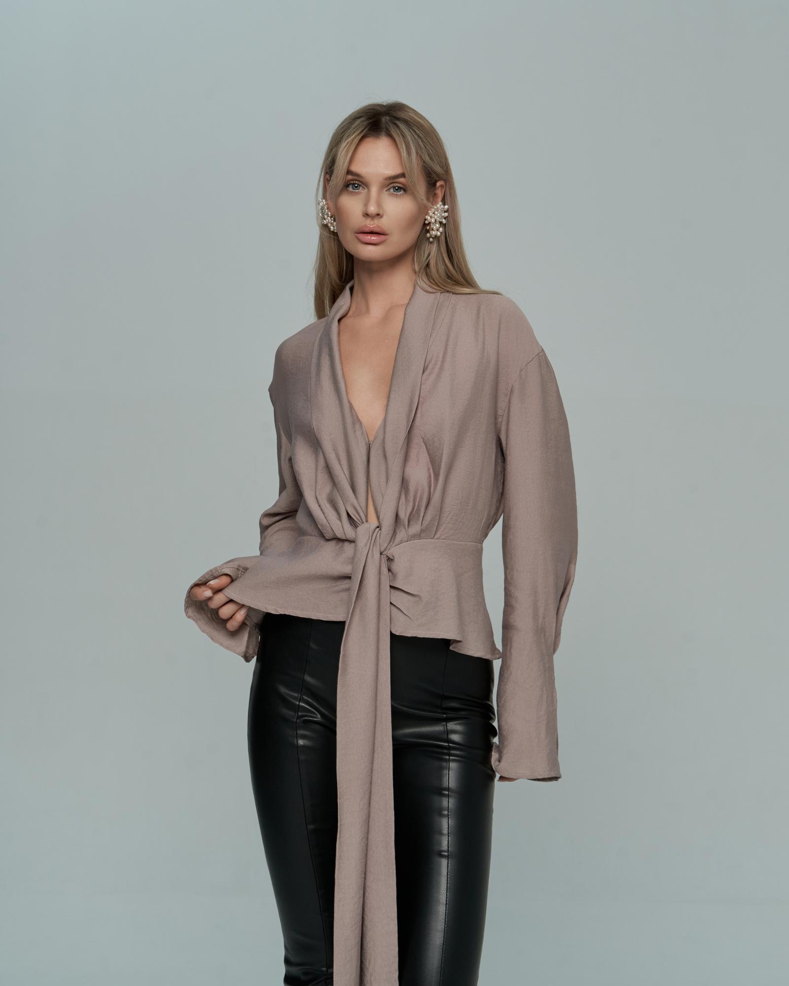 Рубашка с завязками какао