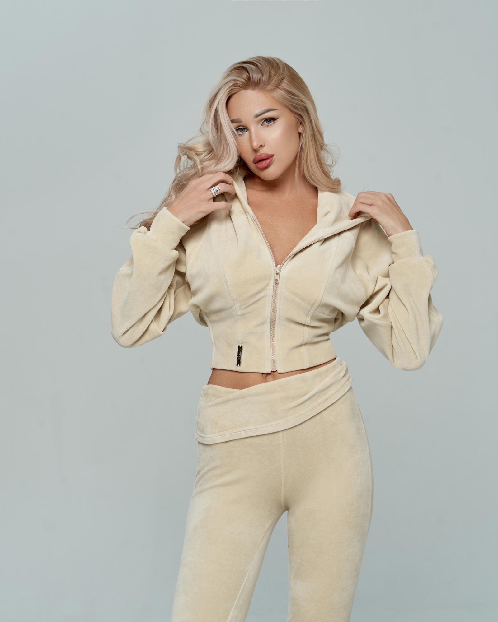 Худи корсет велюр сливочное