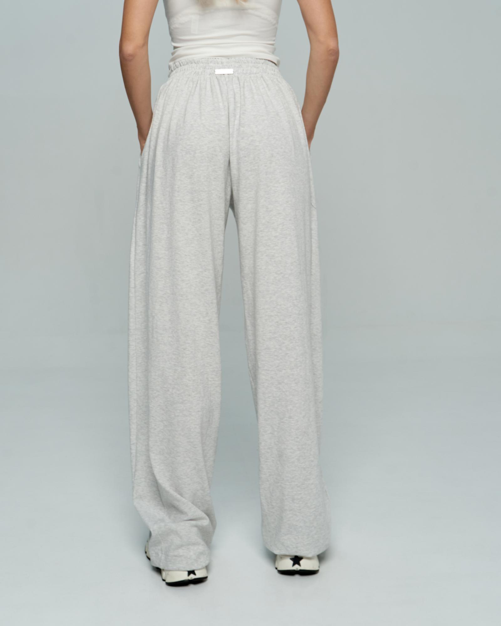 Брюки палаццо с лампасами серые