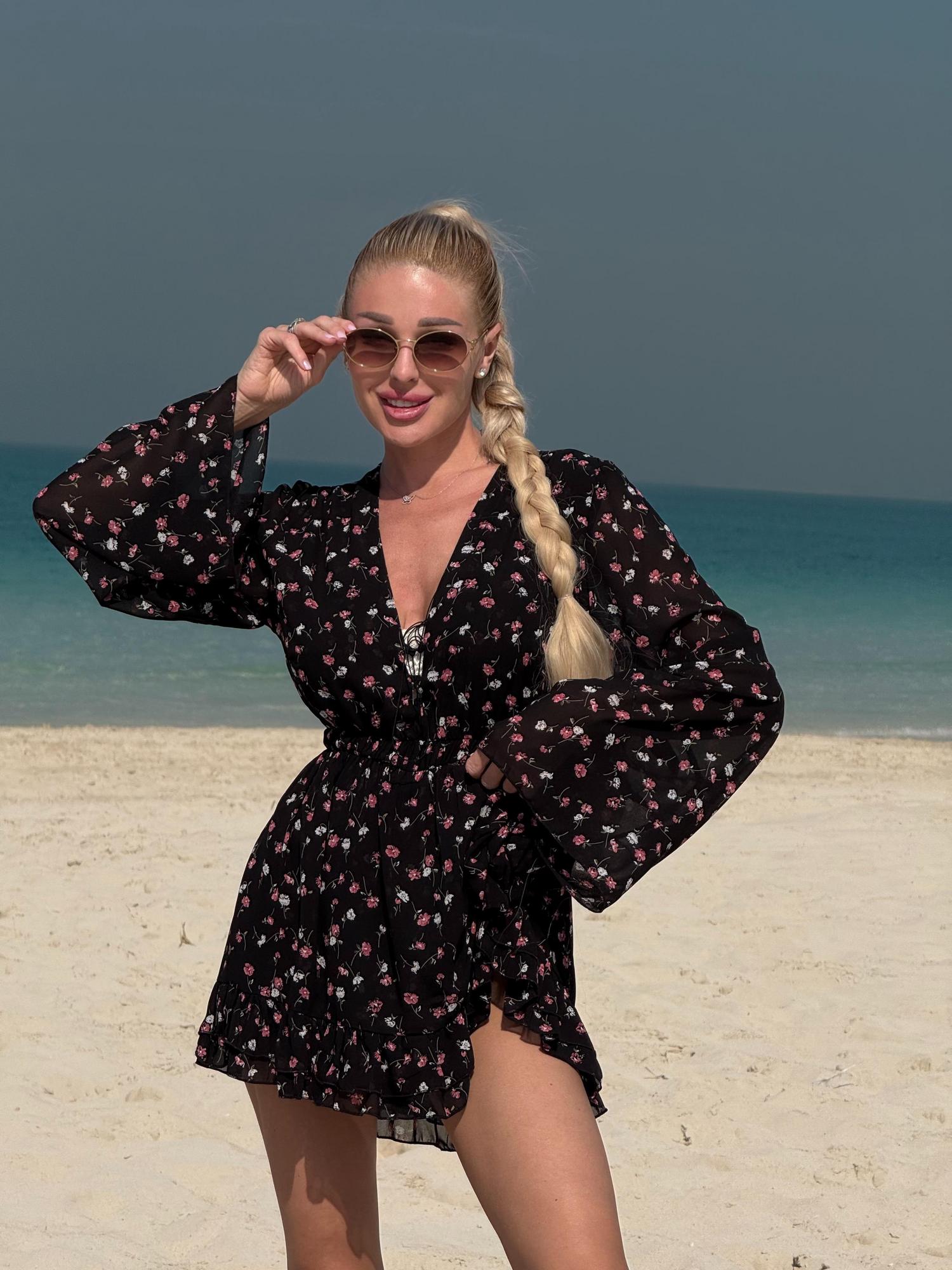 Ромпер черный с цветами