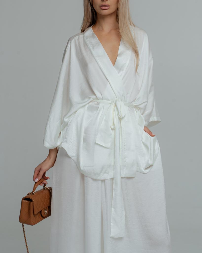 Кимоно молочное с коротким рукавом