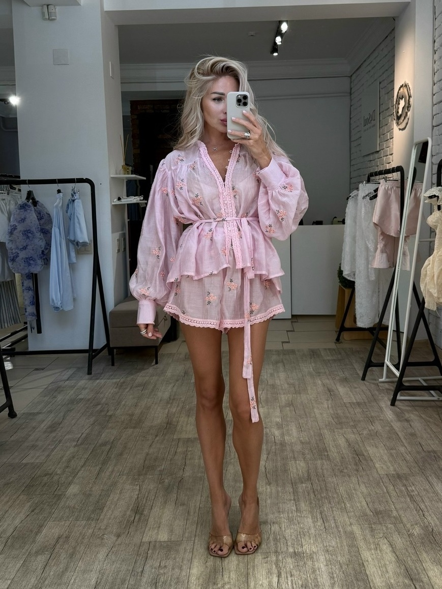 Блуза шитье розовое
