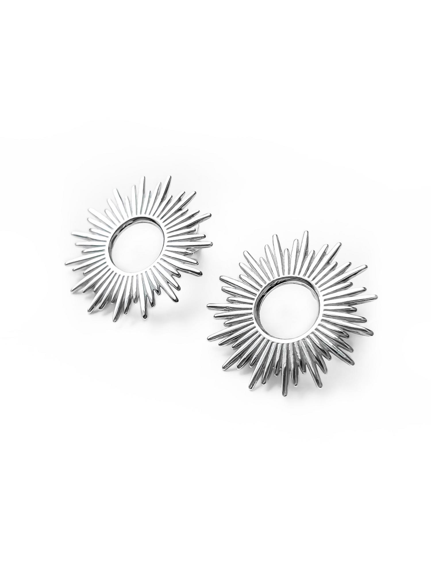 Серебряные серьги-пусеты Солнце - "Helios"