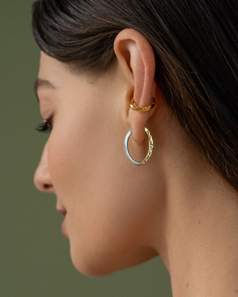 Серьги овальные биколор