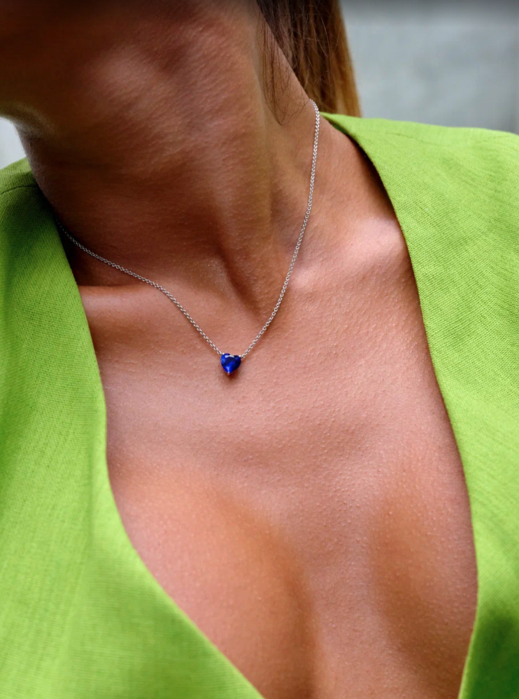 Подвеска "Сердце" с фианитом индиго