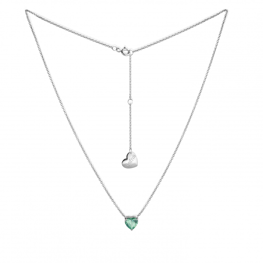 Подвеска "Сердце" с зеленым фианитом мята