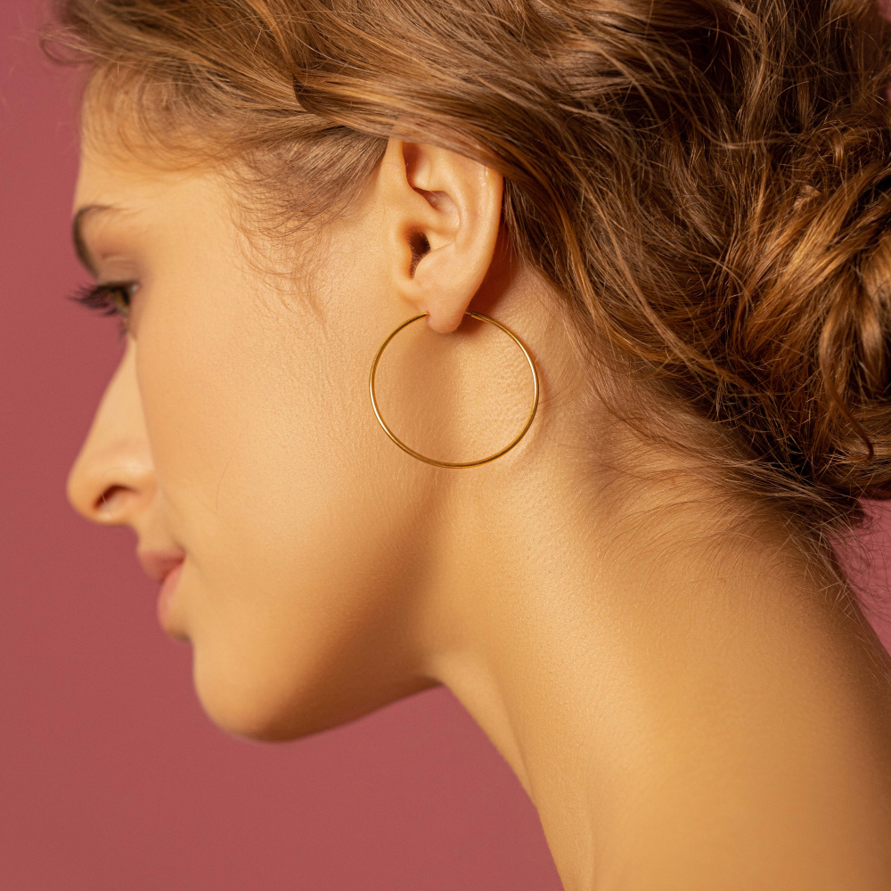 Серьги-конго 35 мм в покрытии золотом