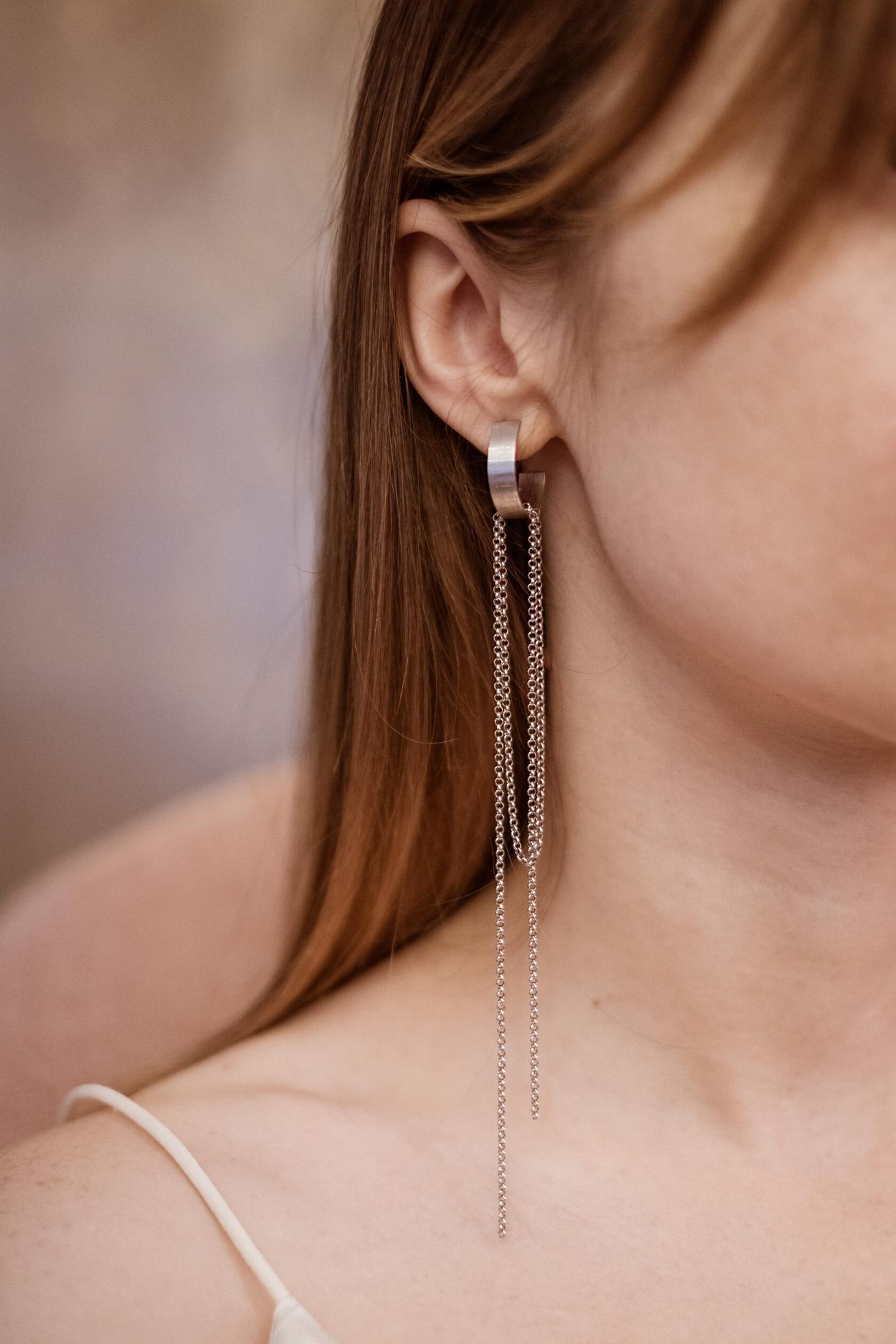 Серьга Полукруг с цепочками