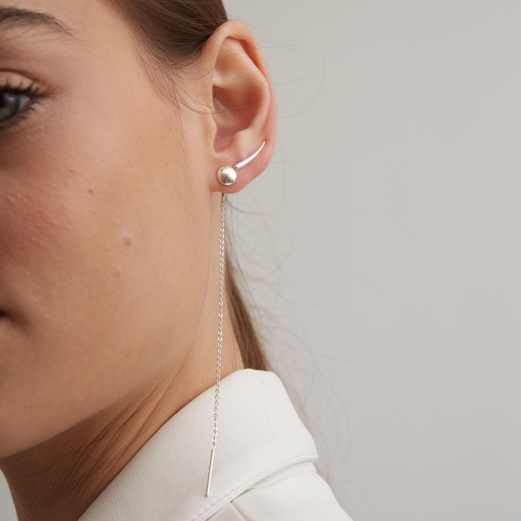 Клаймбер Запятая (Virgola) на левое ухо серебро