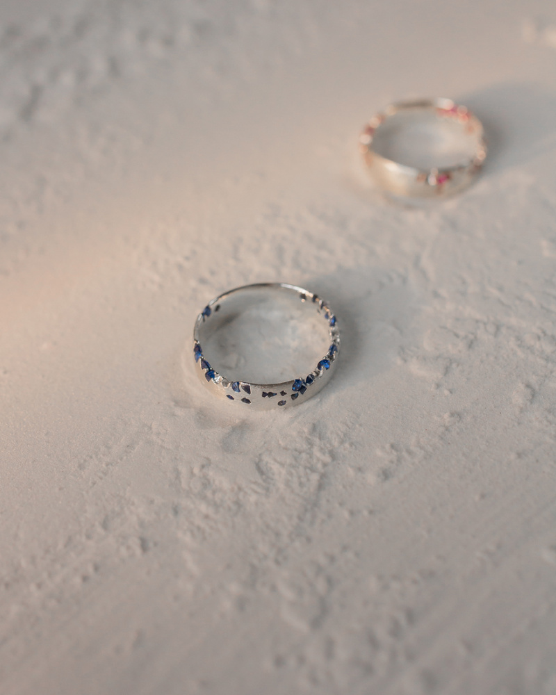 Кольцо Венец лесного короля с синими камнями