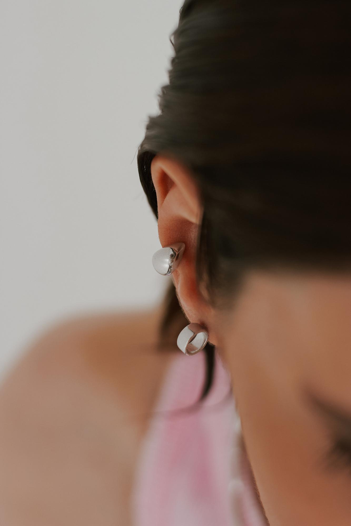 Серебряная серьга-кафф Дроп - Drop