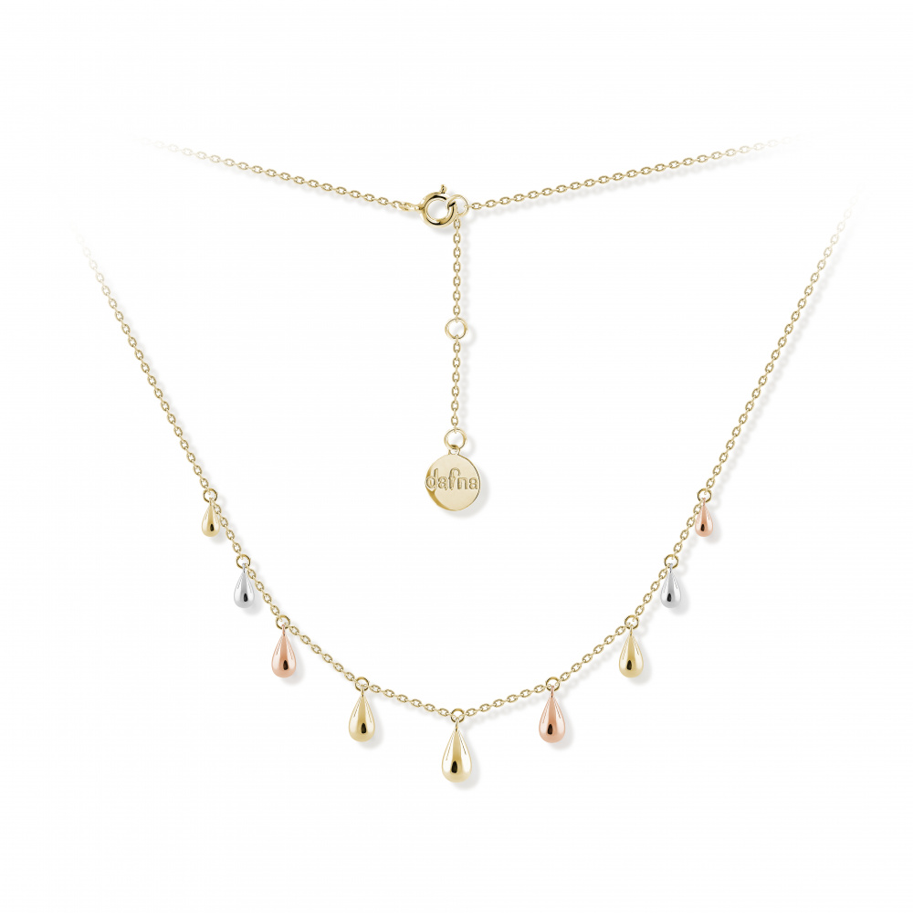 Чокер "Девять разноцветных капель" в позолоте