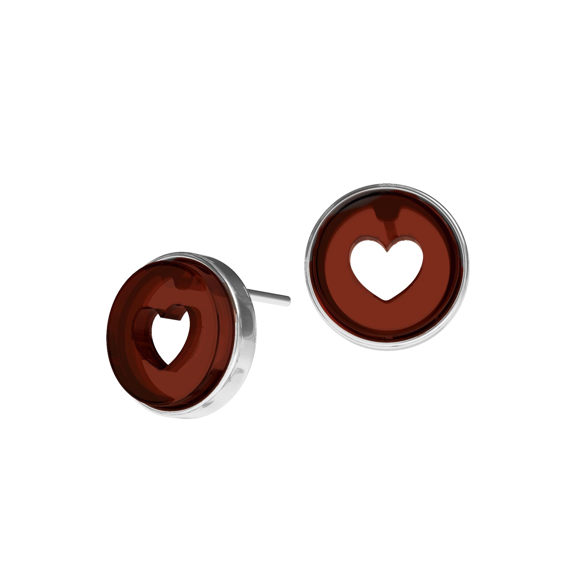 Серьги-пусеты сердца с натуральным янтарем