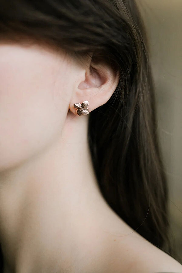 Пусеты Гортензия медиум позолота