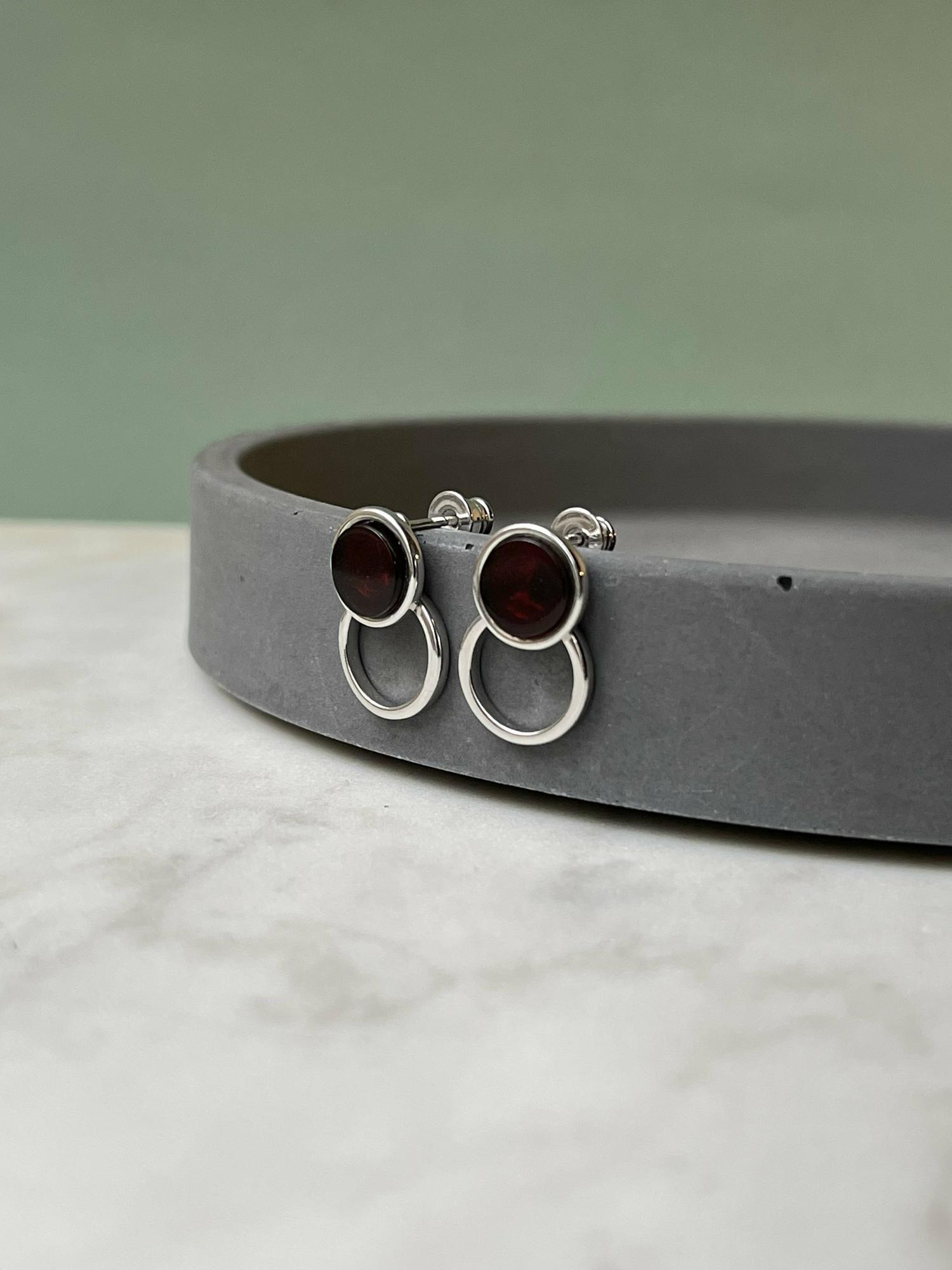 Серьги с натуральным янтарем E9194-2SV