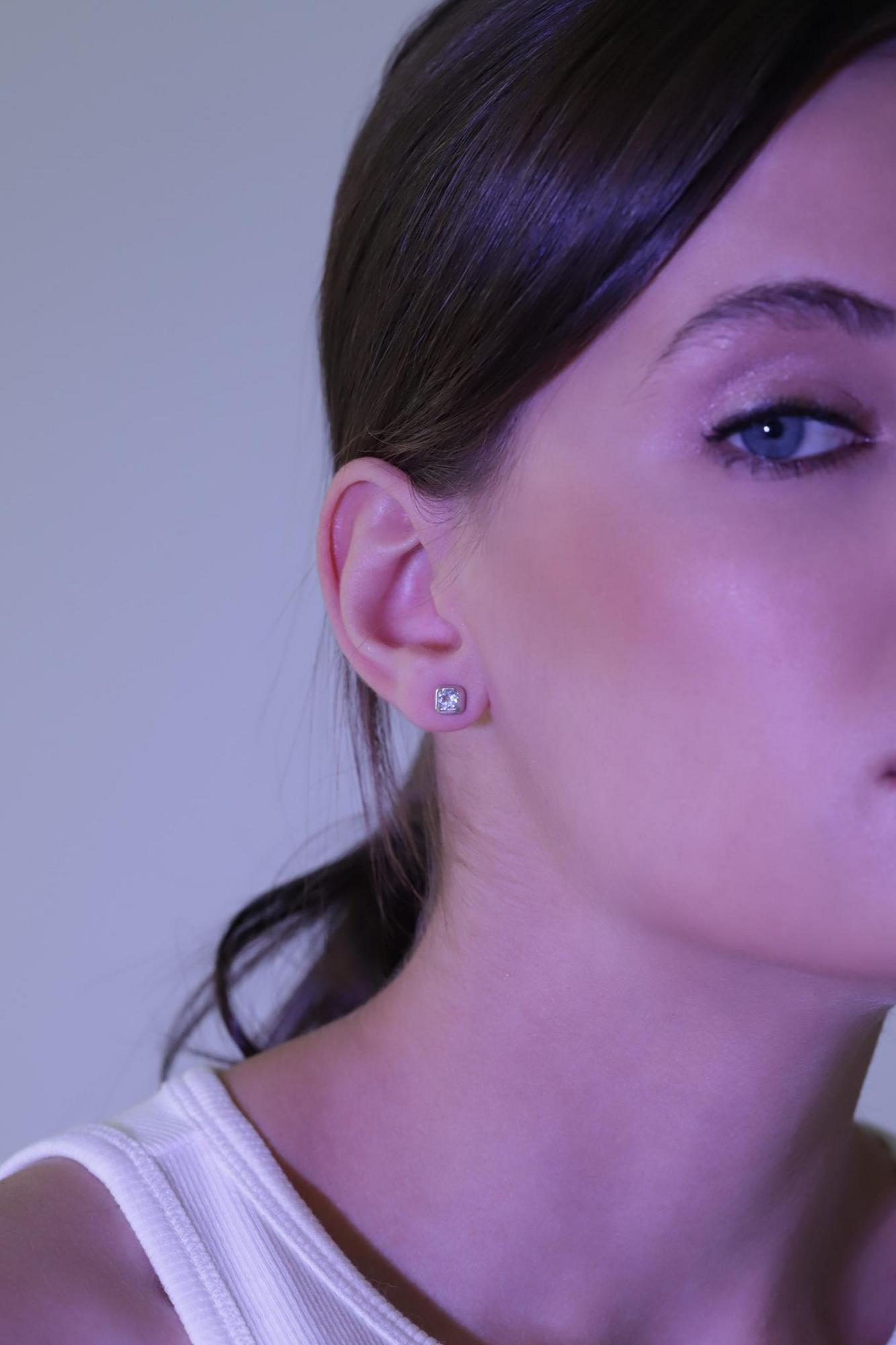 Серьги кристальный квадрат - Crystal Square с голубым топазом