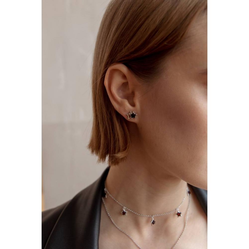 Серьги -пусеты "Звезды" в родии