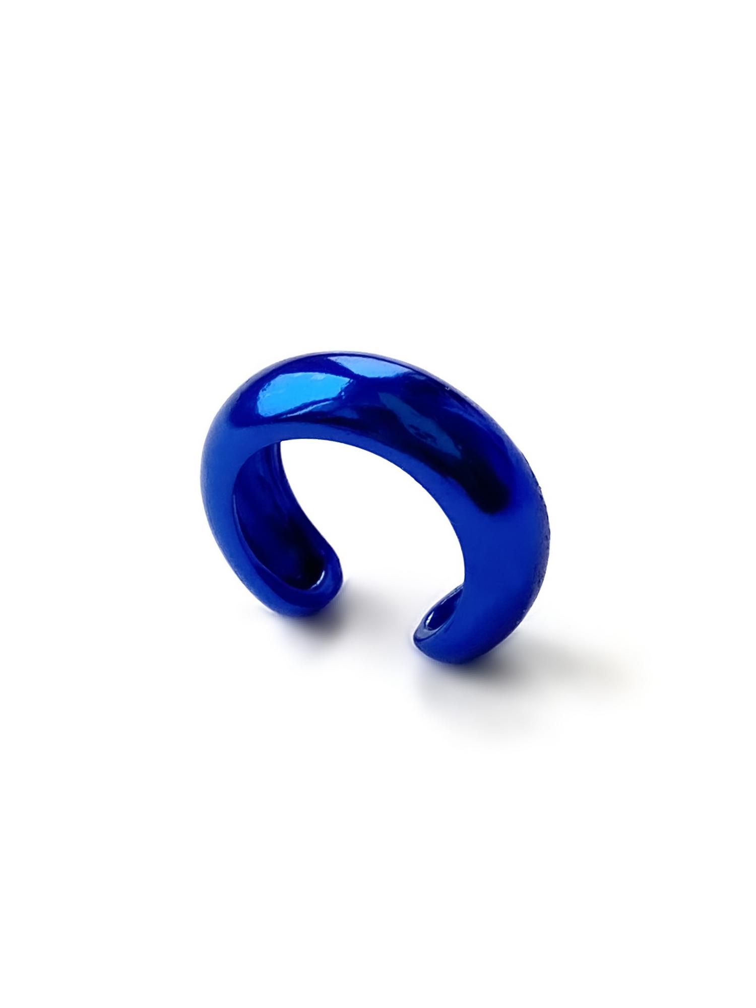 Серебряная серьга-кафф синего цвета Баббл - Bubble