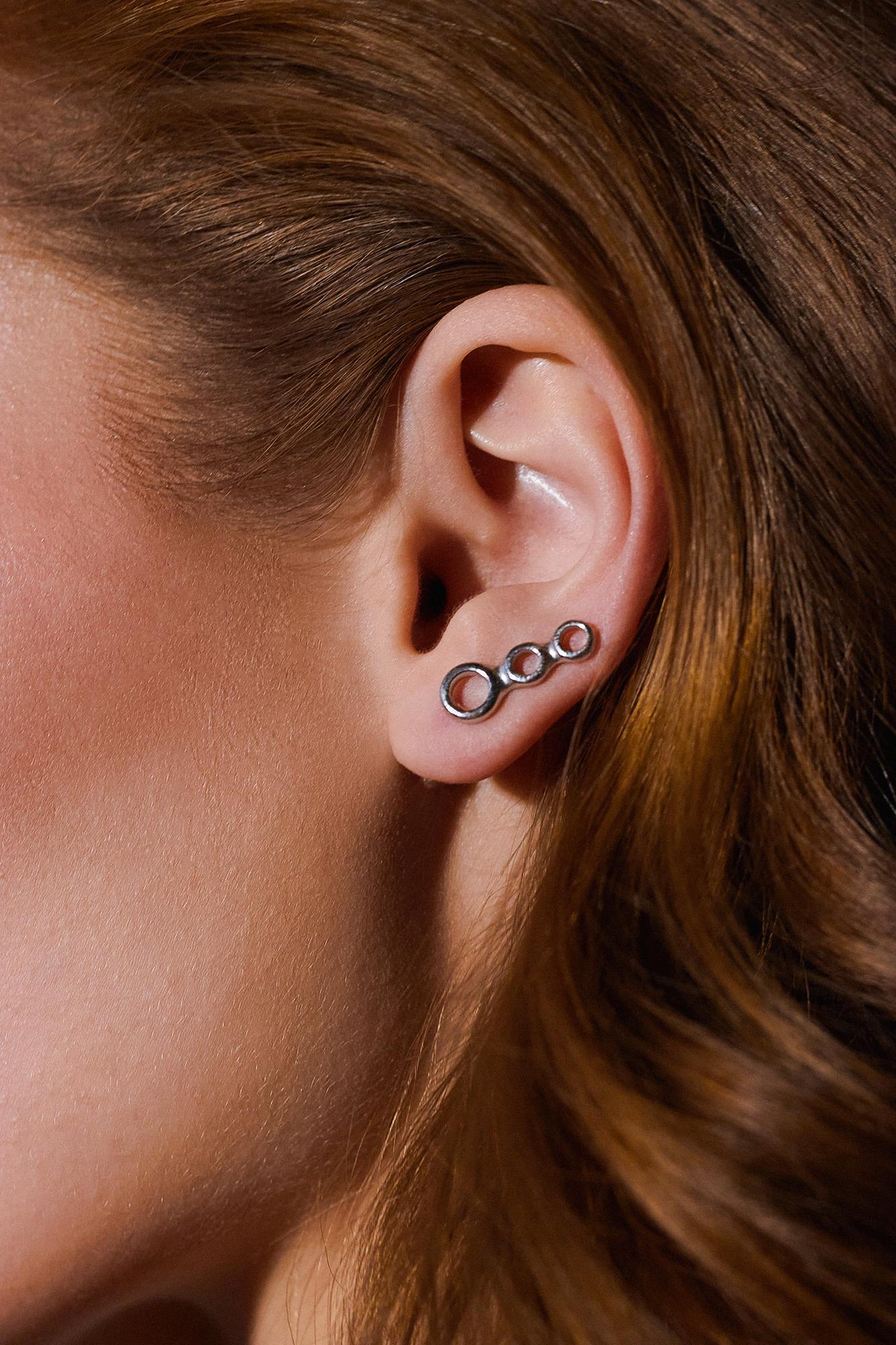 Серебряные серьги-зажимы поиз - poise