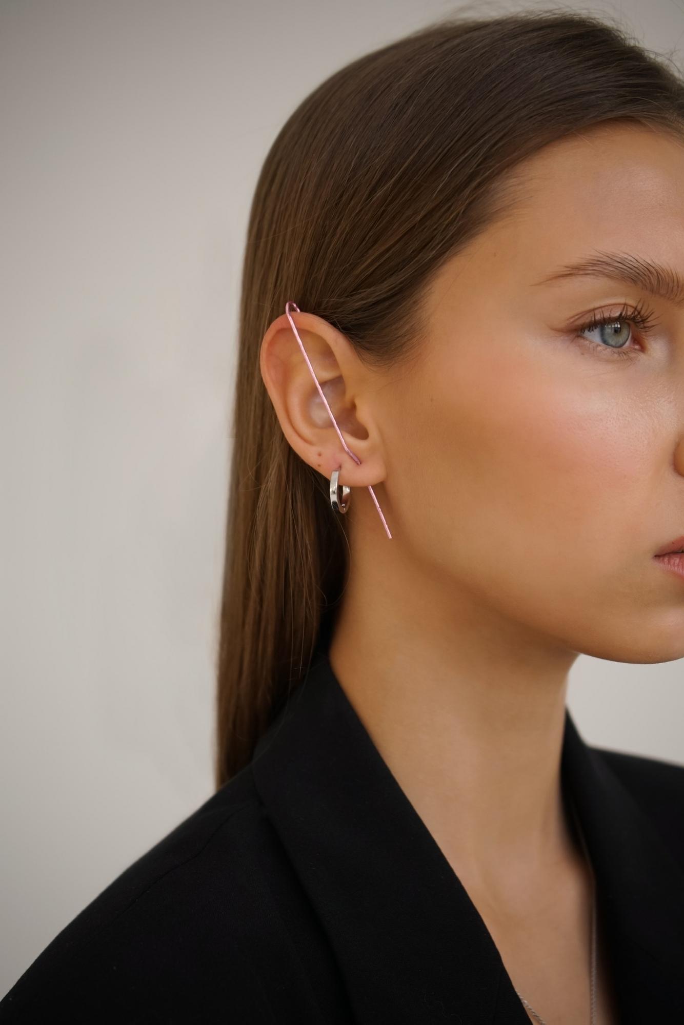 Серебряный кафф-шпилька розового цвета