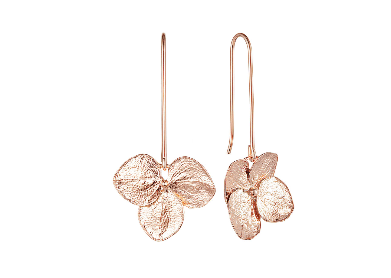 Серьги Гортензия гранд асимметрия позолота