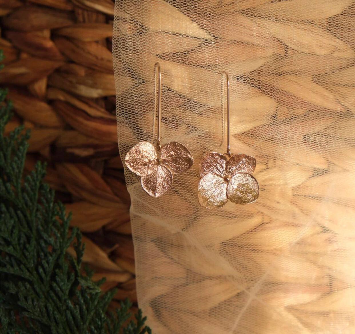 Серьги Гортензия гранд асимметрия позолота