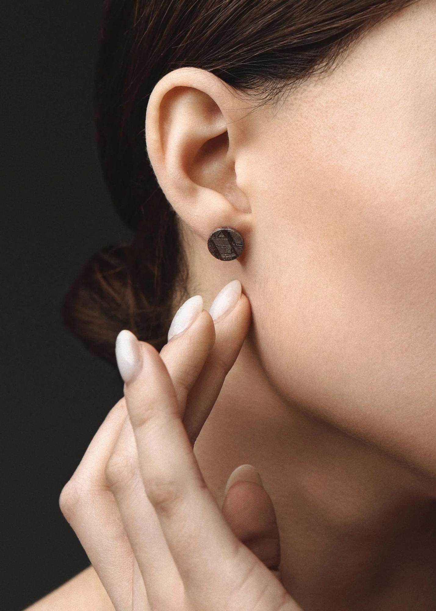 серьги - круги из метеорита