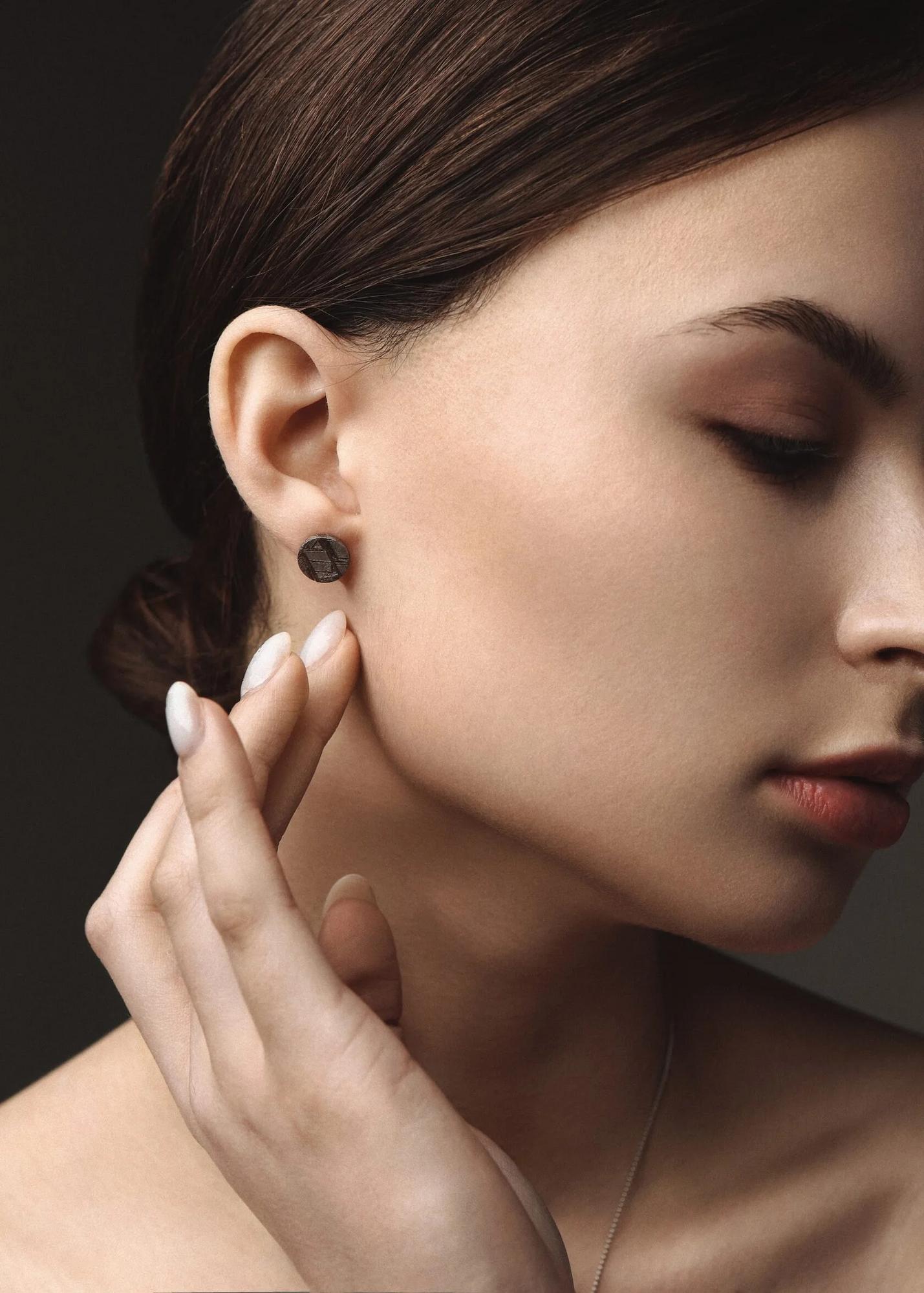 серьги - круги из метеорита