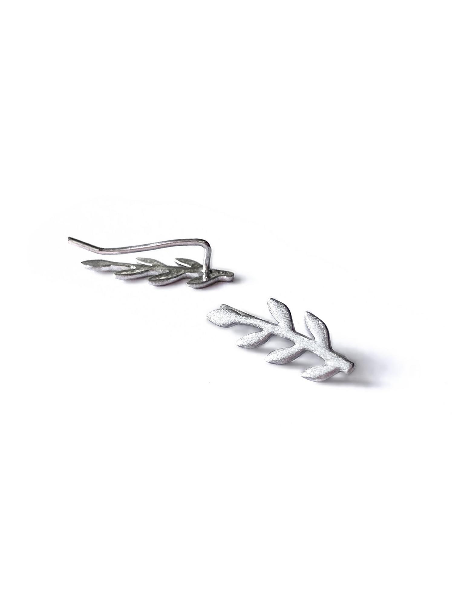 Серебряные серьги-зажимы "Nature" матированные