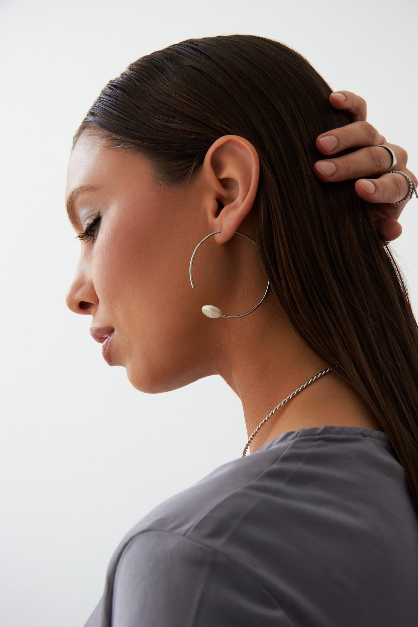 Моносерьга-хупа с жемчугом