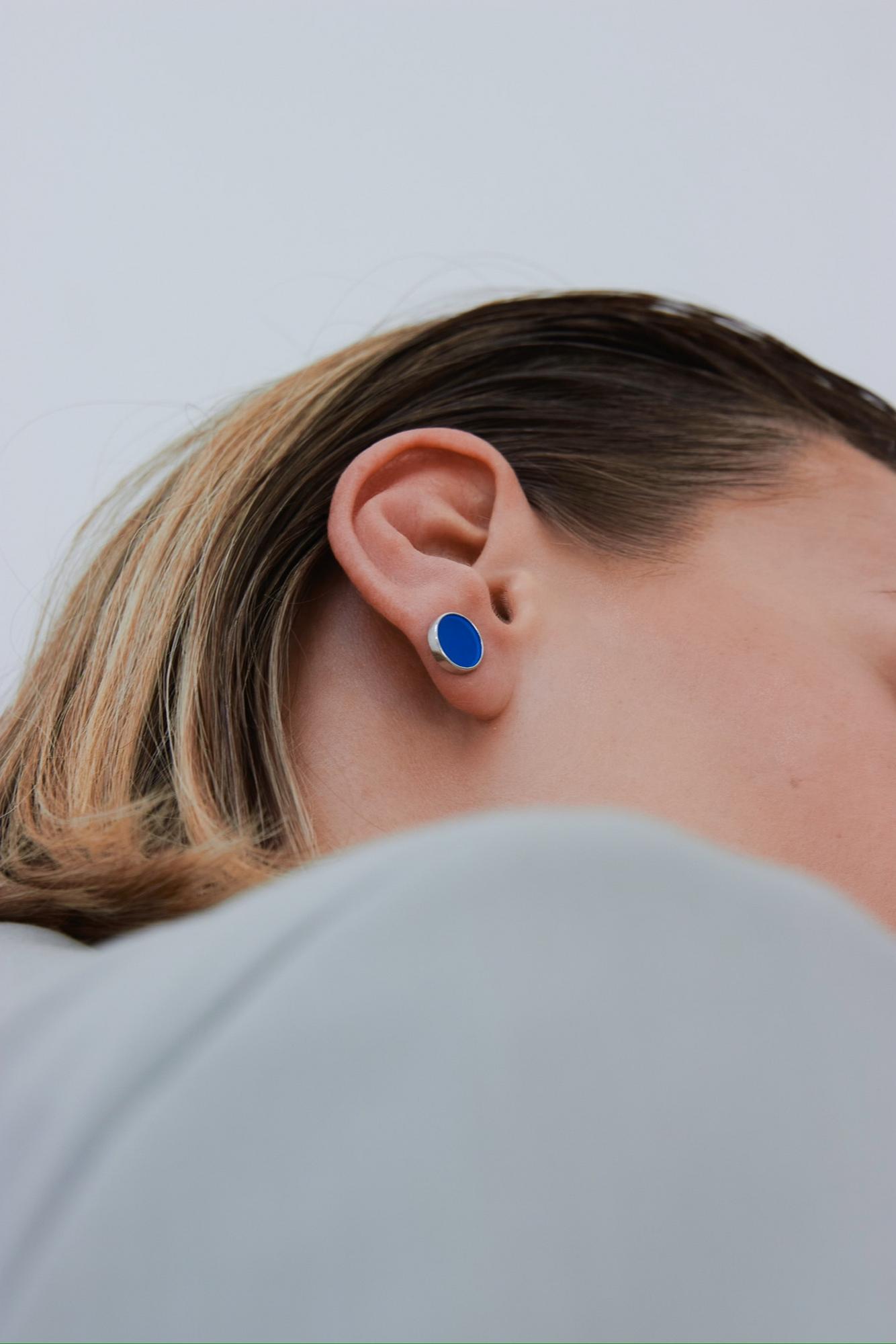 Серьги-пусеты с синим агатом - Blue