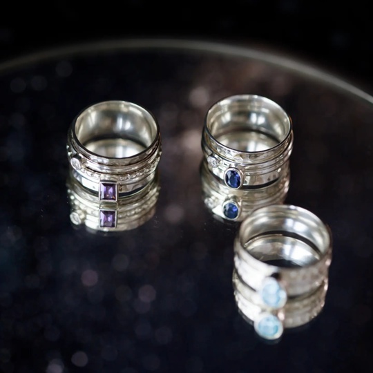 Кольцо МЕДИТАЦИЯ - MEDITATION с натуральными камнями