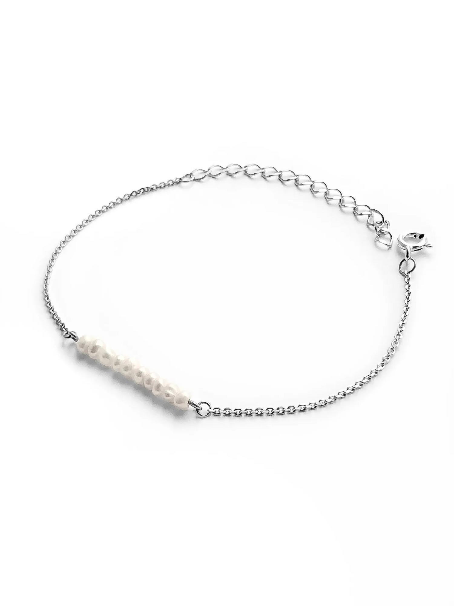 Серебряный браслет на ногу Основа-Жемчуг (Base Pearl)