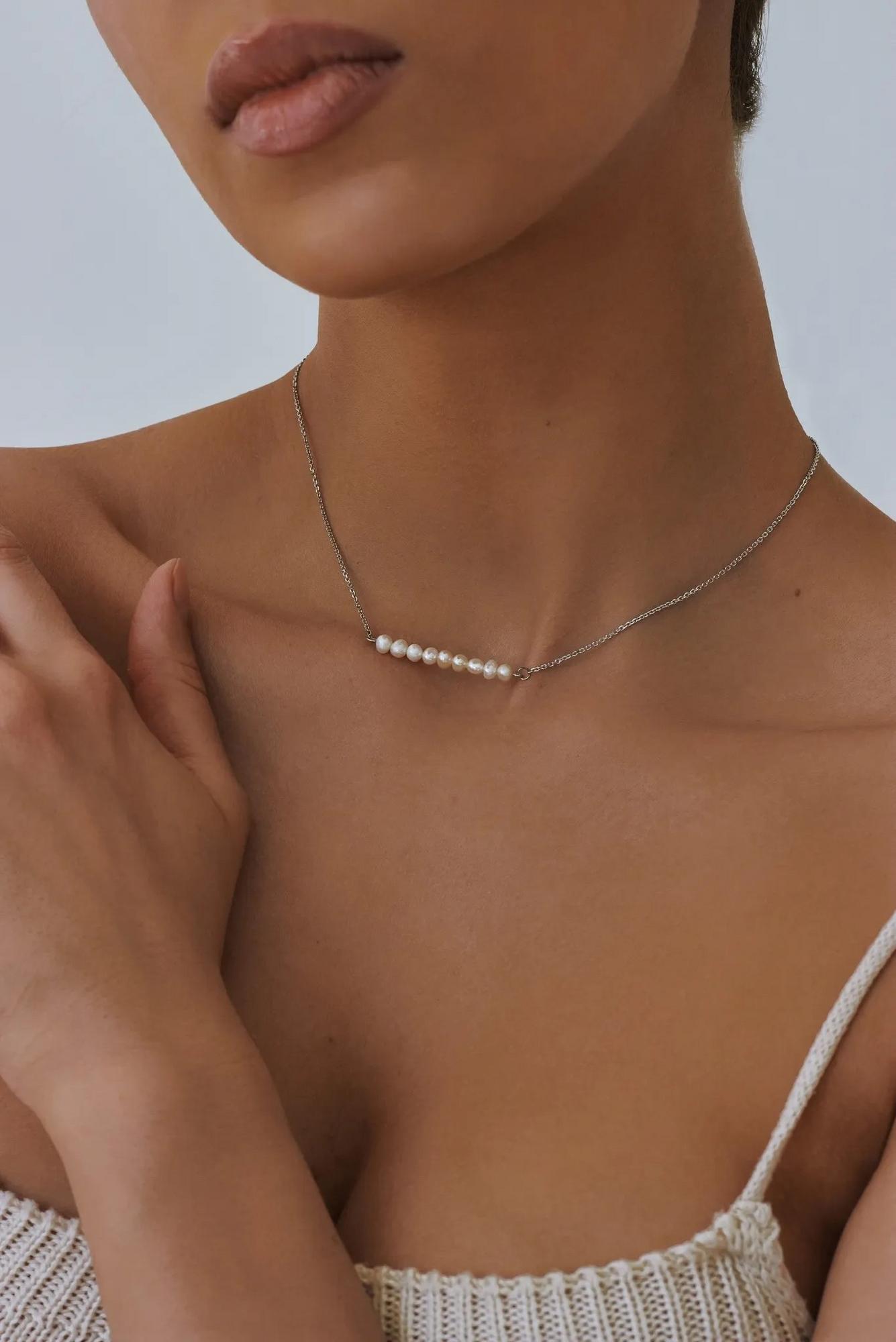 Серебряное колье-чокер Основа-Жемчуг культивированный (Base Pearl)
