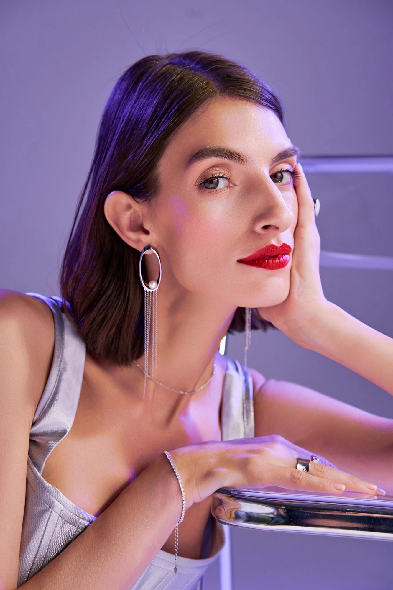 Серьги СМЕЛО - SMELO с цепочками и жемчугом