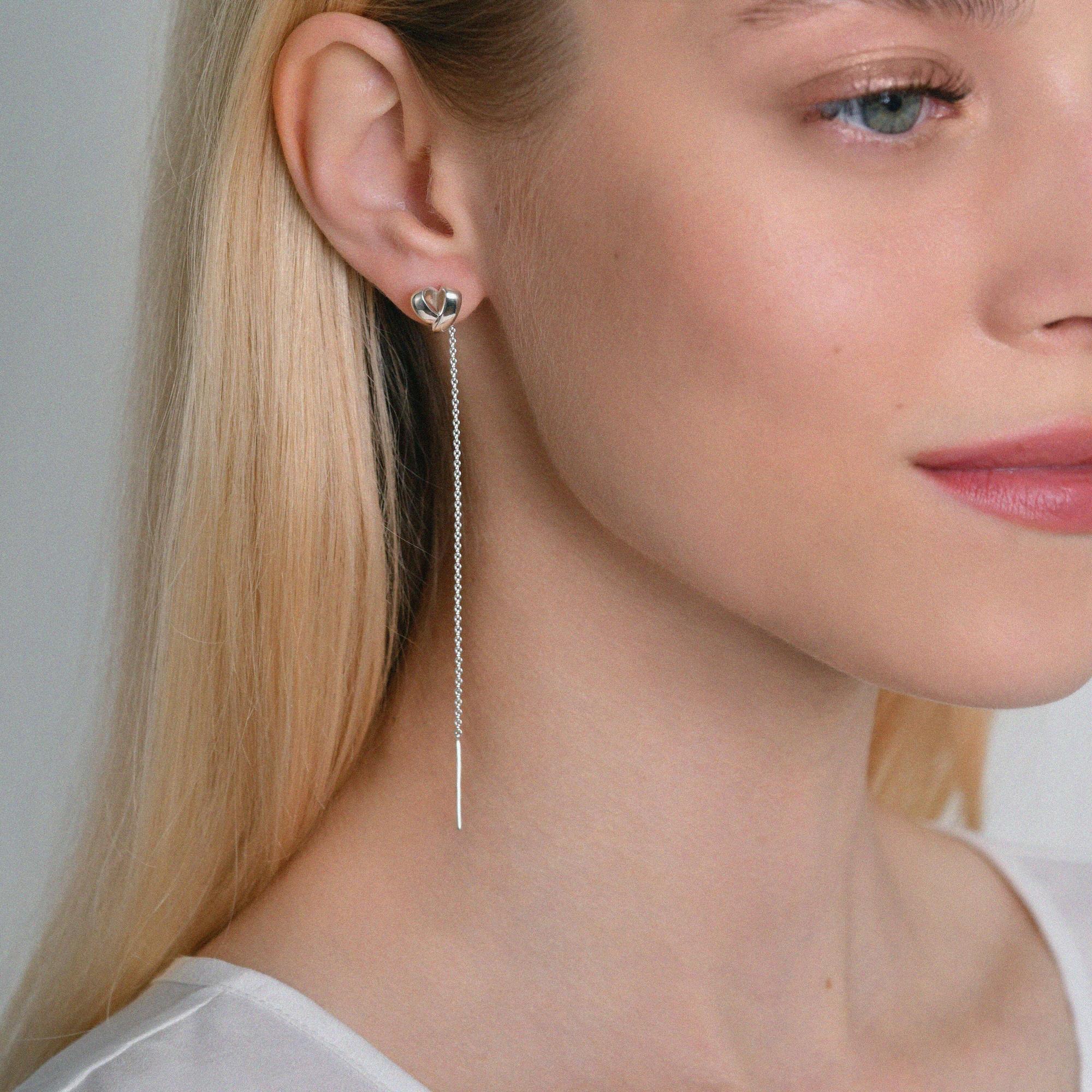 Протяжки сердечко серебро