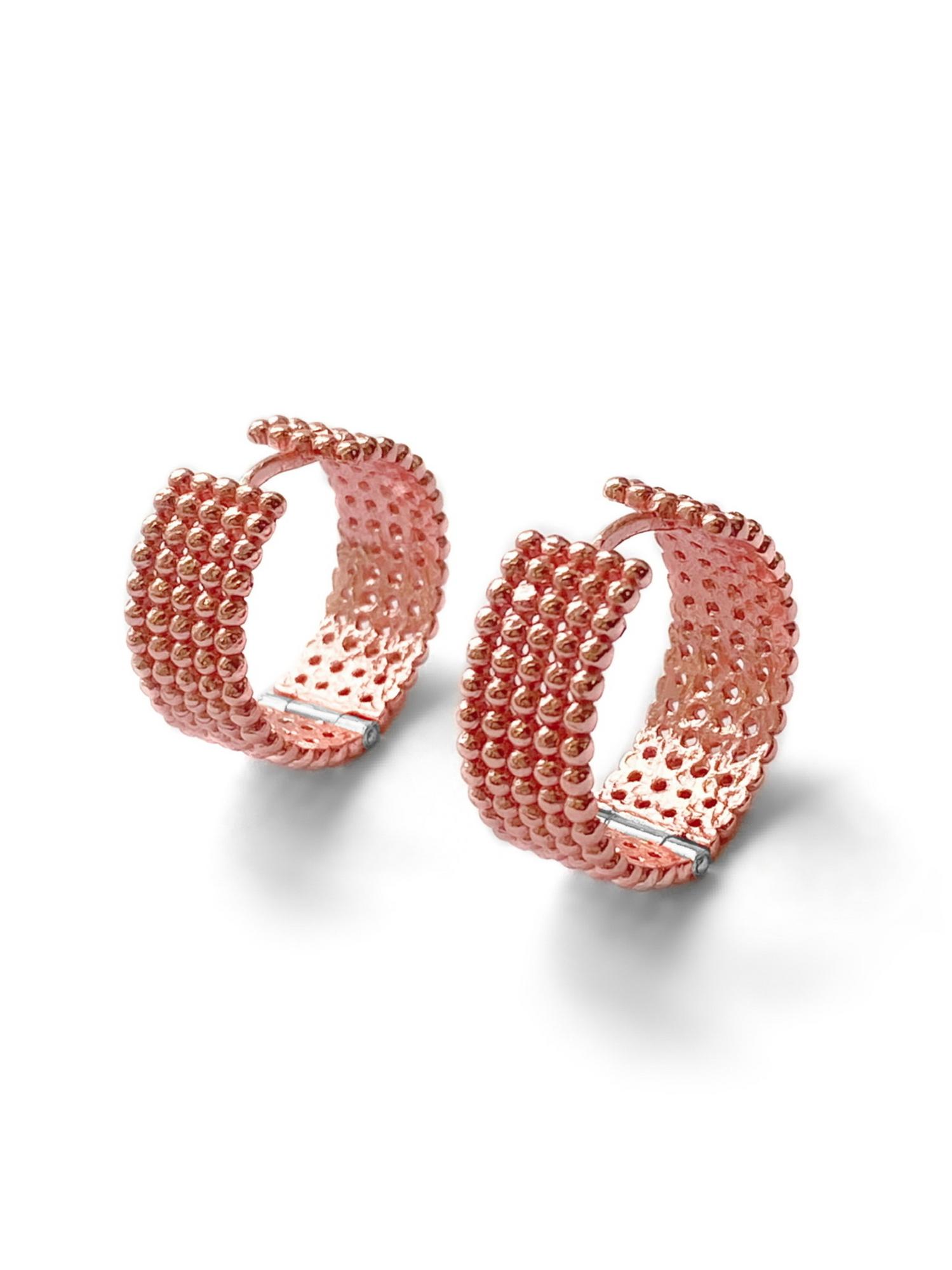 Серебряные серьги-хупы Баббл (Bubble) розовые
