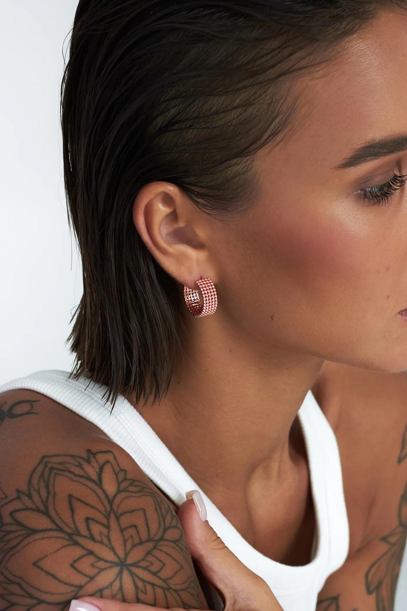 Серебряные серьги-хупы Баббл (Bubble) розовые